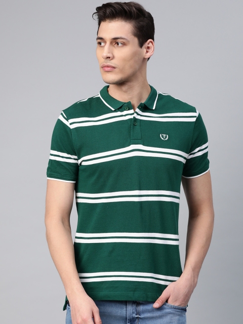 

Van Heusen Sport Men Green Striped Polo Collar T-shirt