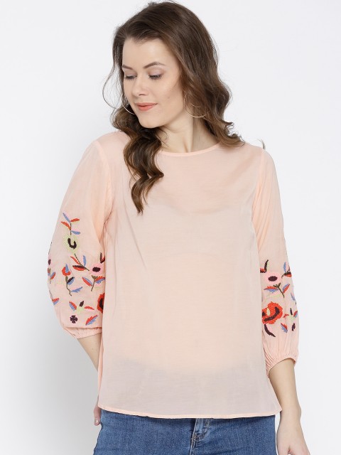 

SCOUP Women Peach-Coloured Solid Top