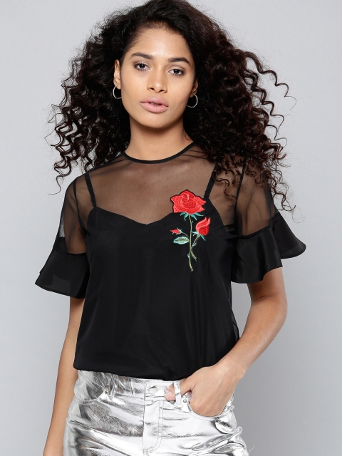 

Besiva Women Black Solid Top