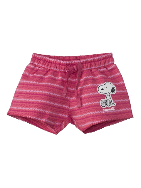 

Kids Ville Girls Pink & White Regular Fit Peanuts Printed Shorts