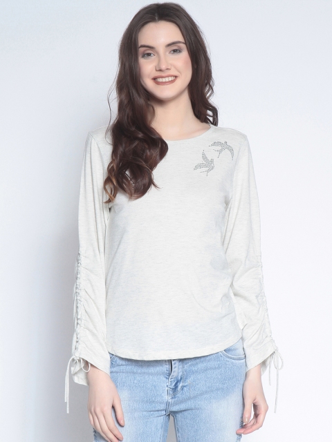

Marie Claire Women Cream-Coloured Solid Top