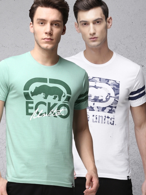 

Ecko Unltd Pack Of 2 Printed Slim Fit Tshirts, Sea green