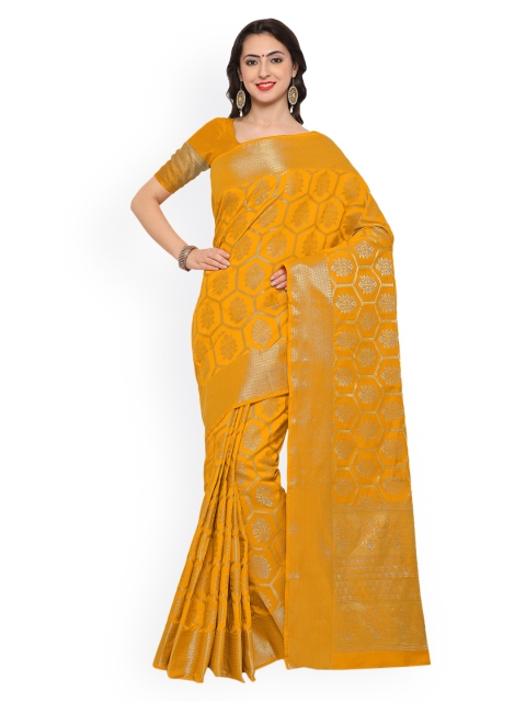 

Saree mall Yellow Silk Blend Woven Design Banarasi Saree