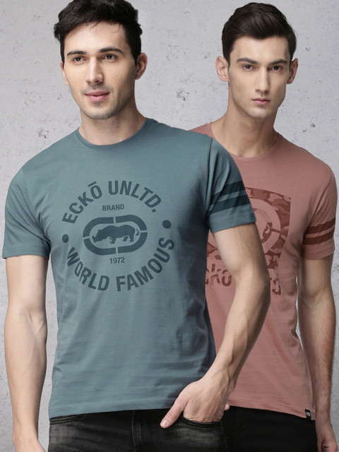 

Ecko Unltd Men Pack of 2 Round Neck T-shirts, Pink