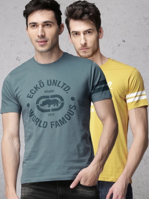 

Ecko Unltd Men Pack of 2 Round Neck T-shirts, Blue