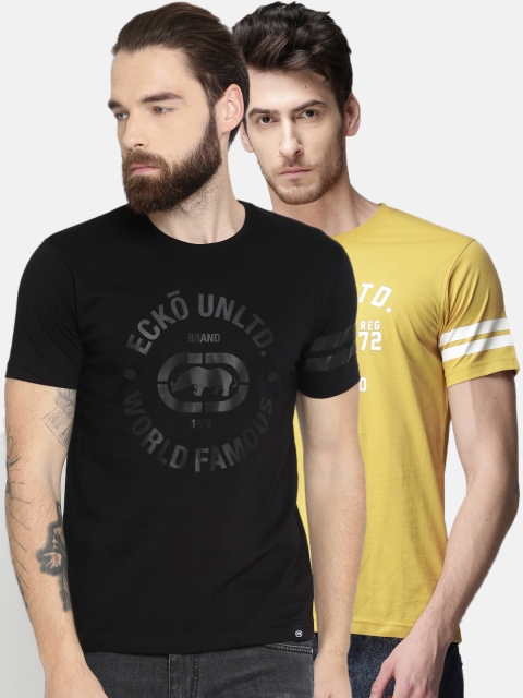 

Ecko Unltd Men Pack of 2 Slim Fit T-Shirts, Black