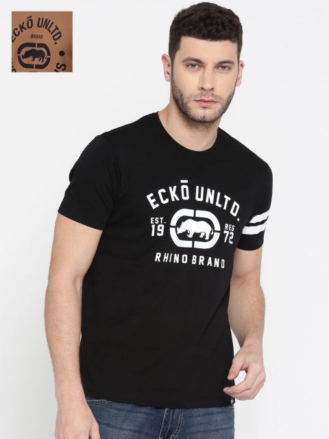 

Ecko Unltd Men Pack of 2 Printed Slim Fit T-shirts, Black