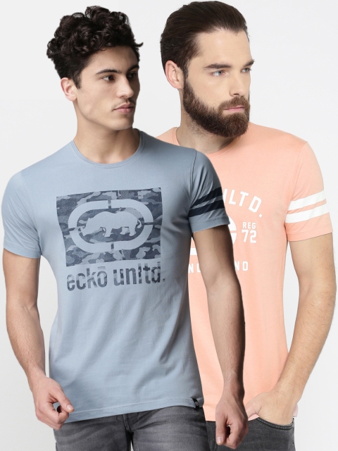 

Ecko Unltd Pack Of 2 Printed Slim Fit Tshirts, Blue