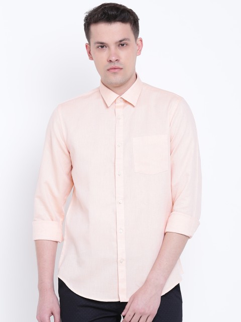 

Blackberrys Men Peach-Coloured Slim Fit Solid Casual Shirt