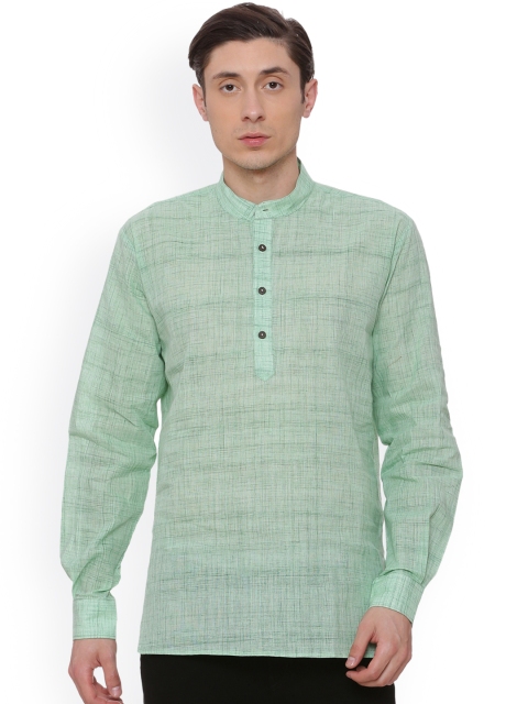 

TATTVA Men Green Woven Design Straight Kurta