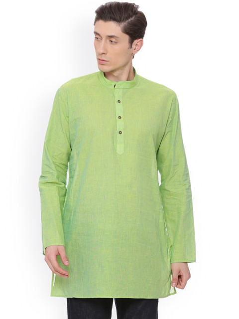 

TATTVA Men Green Woven Design Straight Kurta