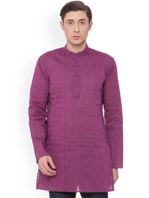 

TATTVA Men Purple Striped Straight Kurta