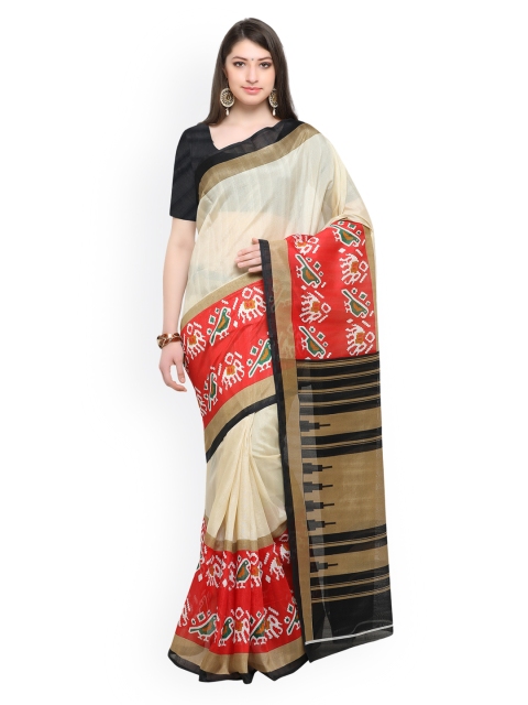 

Ligalz Beige & Multi Printed Silk Cotton Saree