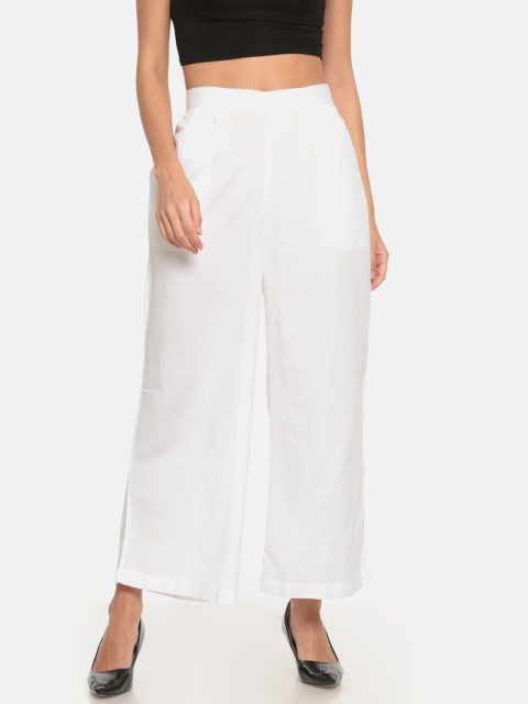 

Go Colors Women White Wide Leg Solid Palazzos