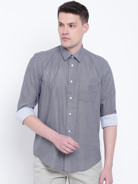 

Blackberrys Men Navy Blue & Off-White Slim Fit Printed Casual Shirt