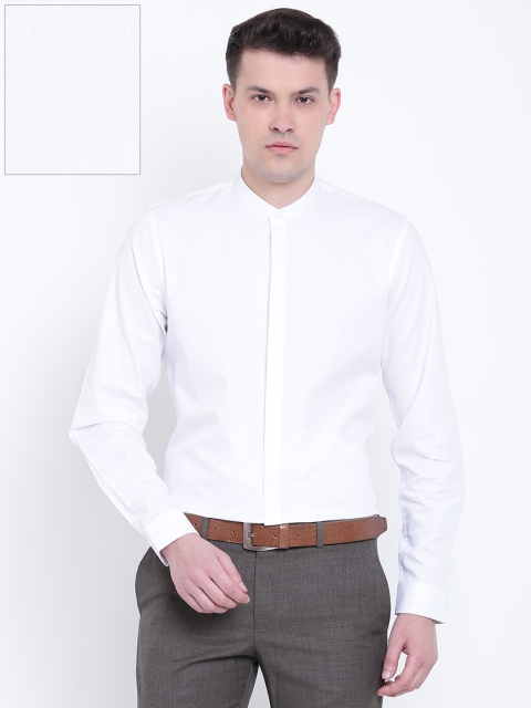 

Blackberrys Men White Trim Fit Solid Formal Shirt