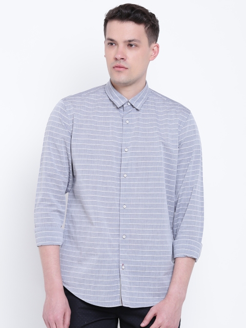 

Blackberrys Men Grey Slim Fit Striped Casual Shirt