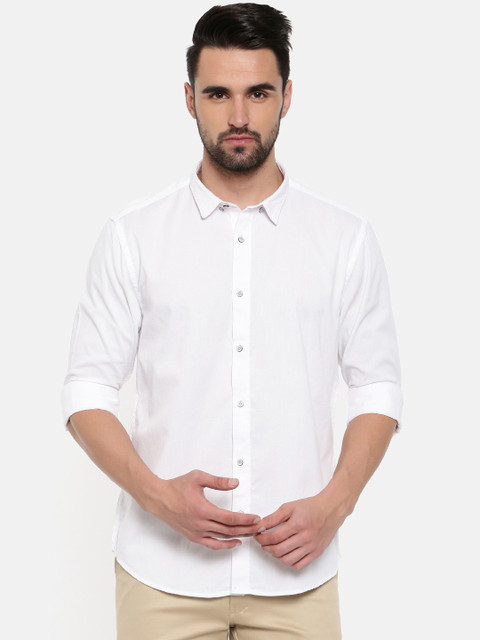 

Blackberrys Men White Slim Fit Solid Casual Shirt