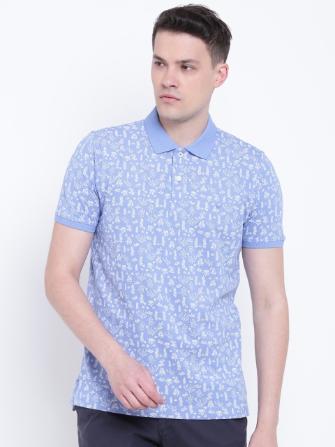 

Blackberrys Men Blue & White Printed Polo Collar T-shirt