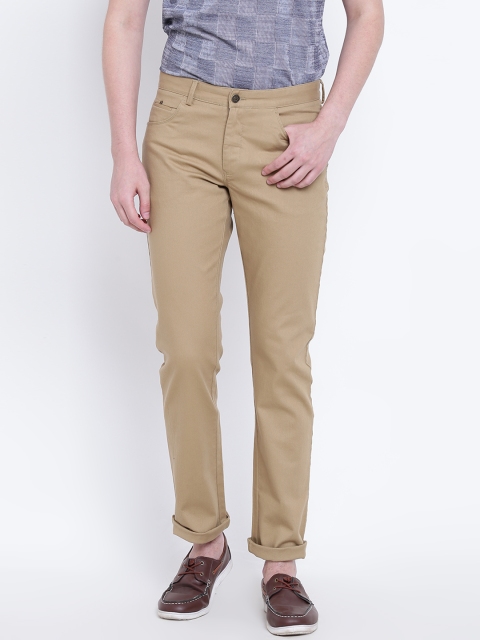 

Blackberrys Men Khaki Regular Fit Solid Trousers
