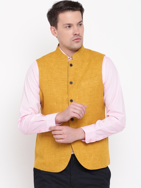 

Blackberrys Mustard Yellow Solid Slim Fit Nehru Jacket