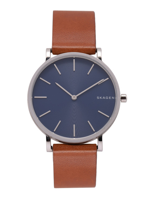 

SKAGEN Men Blue Dial & Brown Leather Strap Analogue Watch SKW6446