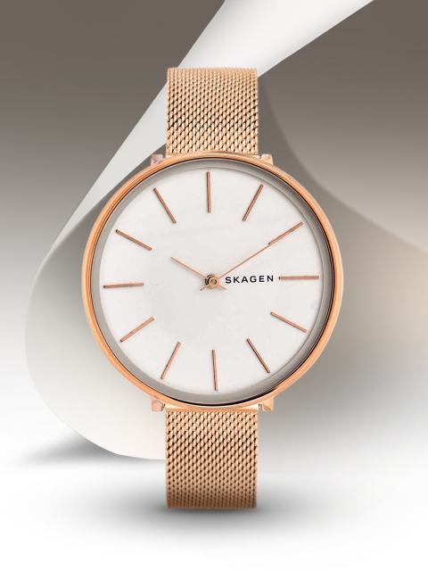 

SKAGEN Women White & Rose Gold-Toned Analogue Watch