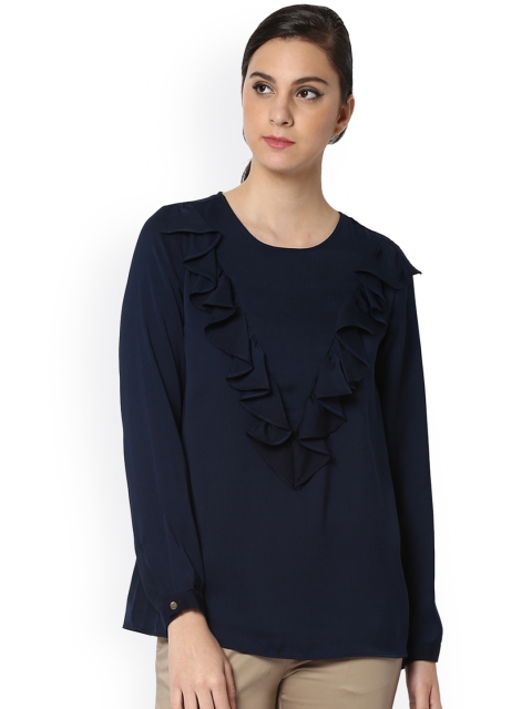 

Van Heusen Woman Women Navy Blue Solid Top