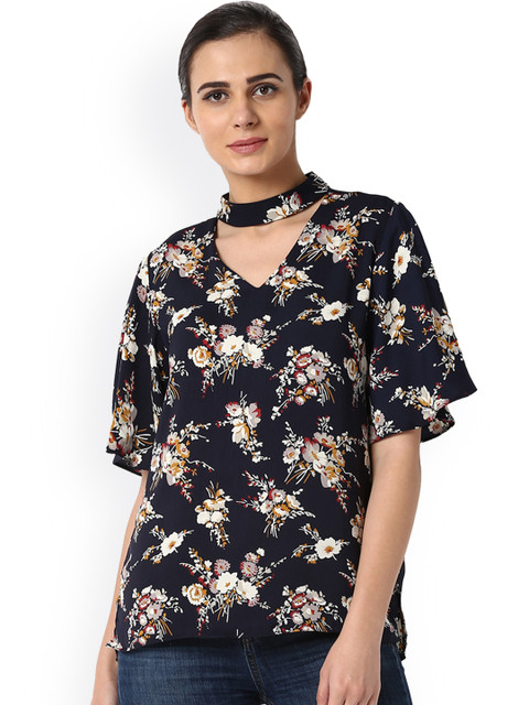 

Van Heusen Woman Women Navy Blue Printed Top