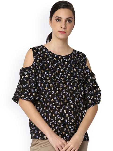 

Van Heusen Woman Women Black PrintedCold-Shoulder Top