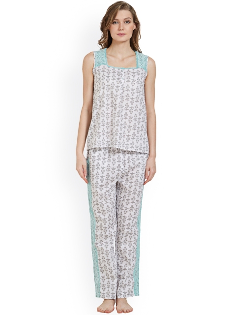 

Mystere Paris White & Grey Printed Lounge Set J262B
