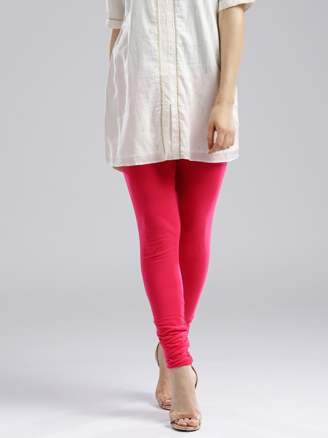 

W Women Pink Solid Churidar Leggings