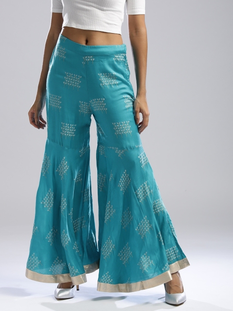 

W Women Blue Printed Flared Sharara