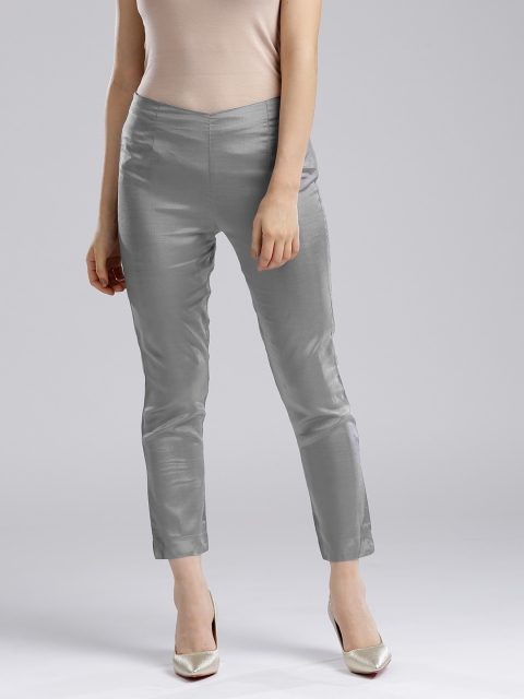 

W Women Grey Regular Fit Solid Trousers