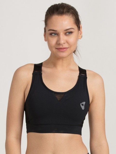 

Zelocity Black Solid Non-Wired Non Padded Sports Bra