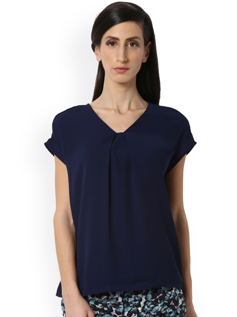 

Van Heusen Woman Women Navy Blue Solid Top