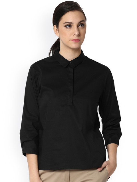 

Van Heusen Woman Women Black Solid Shirt Style Top