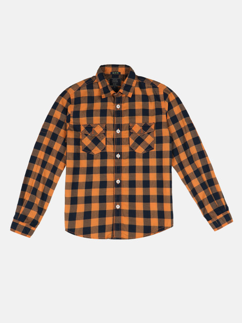 

Indian Terrain Boys Orange Regular Fit Checked Casual Shirt