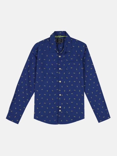 

Indian Terrain Boys Navy Blue Regular Fit Printed Casual Shirt