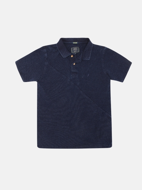 

Indian Terrain Boys Navy Blue Solid Polo Collar T-shirt