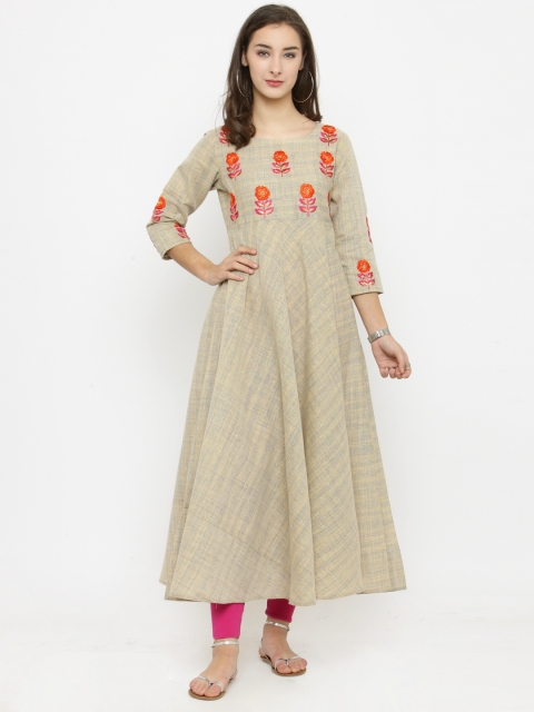 

Varanga Beige Embroidered Anarkali