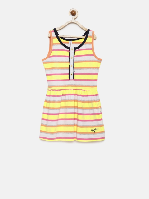 

U.S. Polo Assn. Kids Girls Multicoloured Striped Fit & Flare Dress, Multi