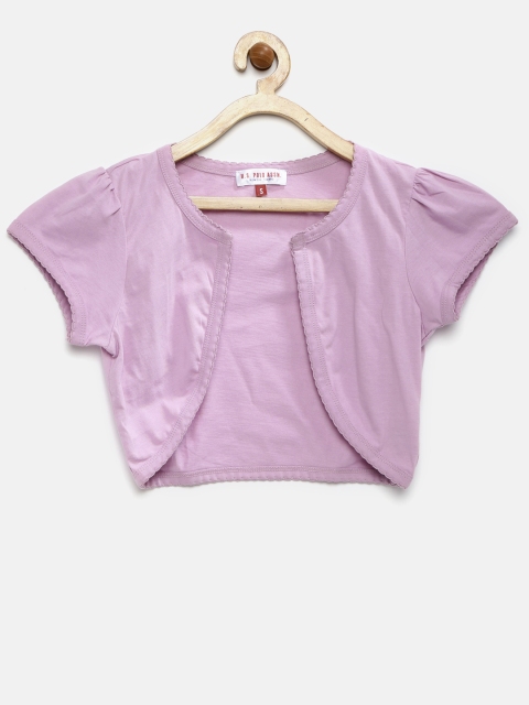 

U.S. Polo Assn. Kids Girls Lavender Solid Open Front Shrug