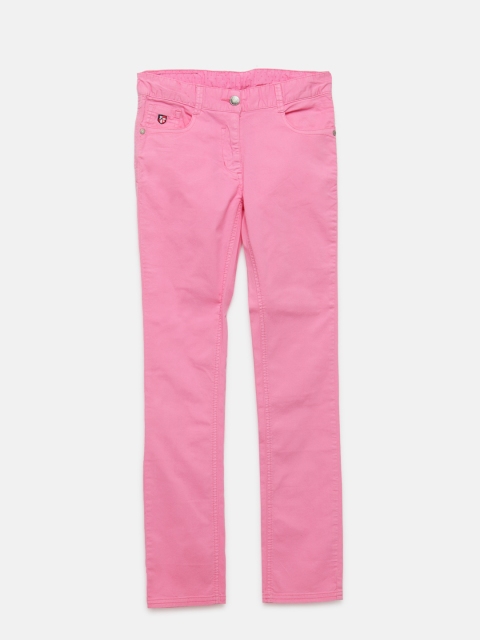 

U.S. Polo Assn. Kids Girls Pink Regular Fit Mid-Rise Clean Look Stretchable Jeans
