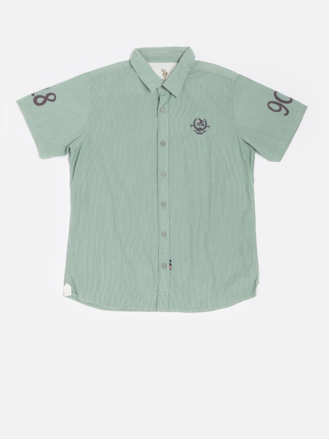 

U.S. Polo Assn. Kids Boys Green Striped Casual Shirt