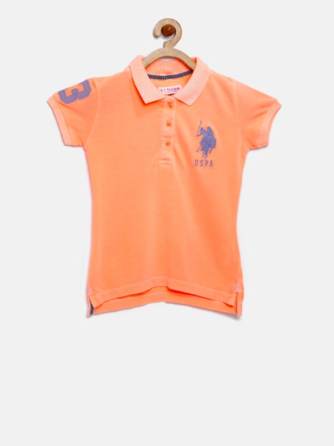 

U.S. Polo Assn. Kids Girls Orange Polo T-shirt