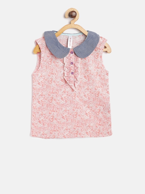 

U.S. Polo Assn. Kids Girls Pink & Off-White Printed Top