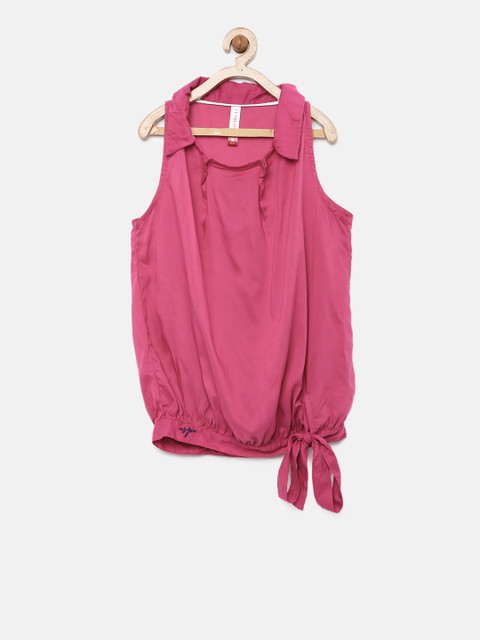 

U.S. Polo Assn. Kids Girls Pink Solid Shirt Style Top