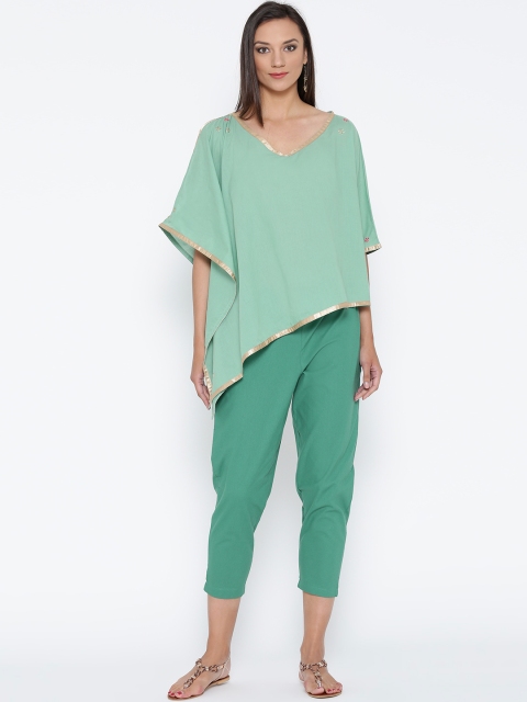 

Mirage Green Kaftan Kurti with Pants