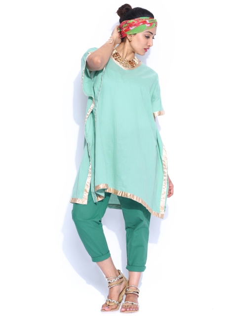 

Mirage Green Kaftan Kurta with Pants